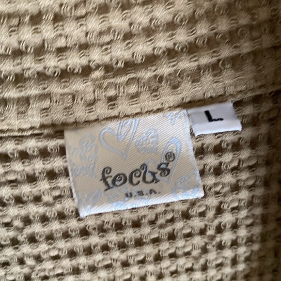 Focus Waffle Weave Thermal Vest Womens L Corduroy Piping Lagenlook khaki - Picture 8 of 11